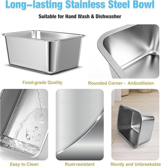 Elevated Large Dog Water Bowl Raised Stainless Steel Bowl with Stand