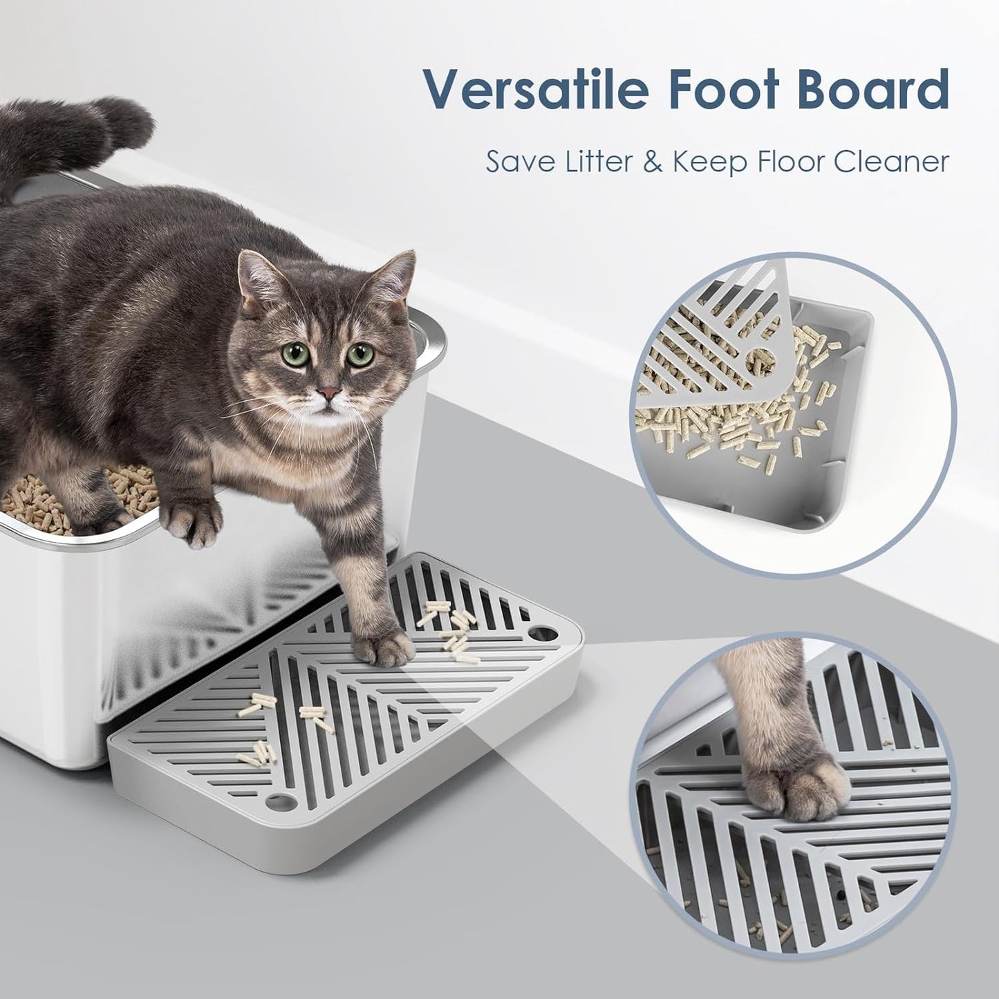 2 Pack 8" Extra Deep & Large Stainless Steel Litter Box for Cat with 49L Big Capacity