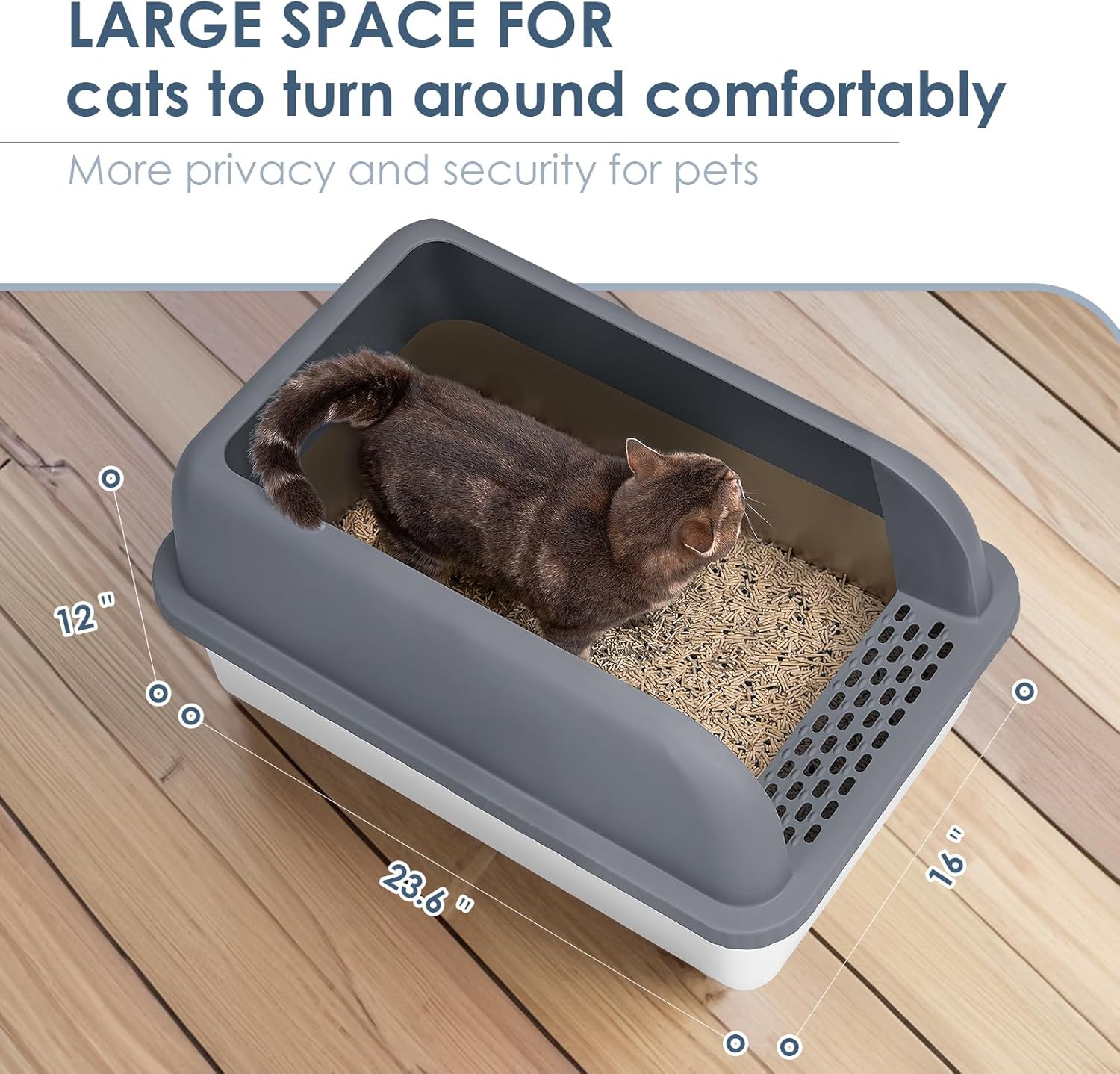 Enclosed Stainless Steel Cat Litter Box with Lid Extra Large Litter Box for Big Cats