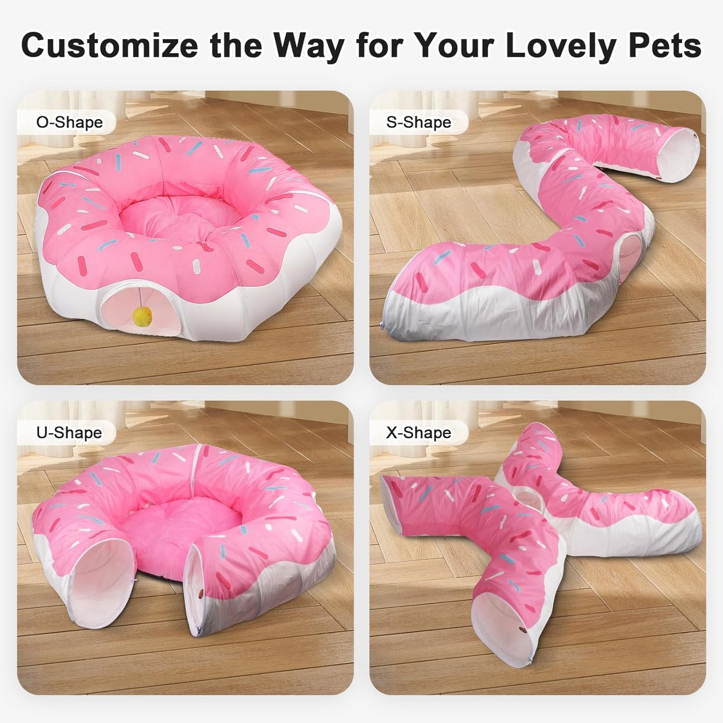 Extra Large Cat Tunnels for Indoor Cats, Multifunctional Cat Tunnel Bed