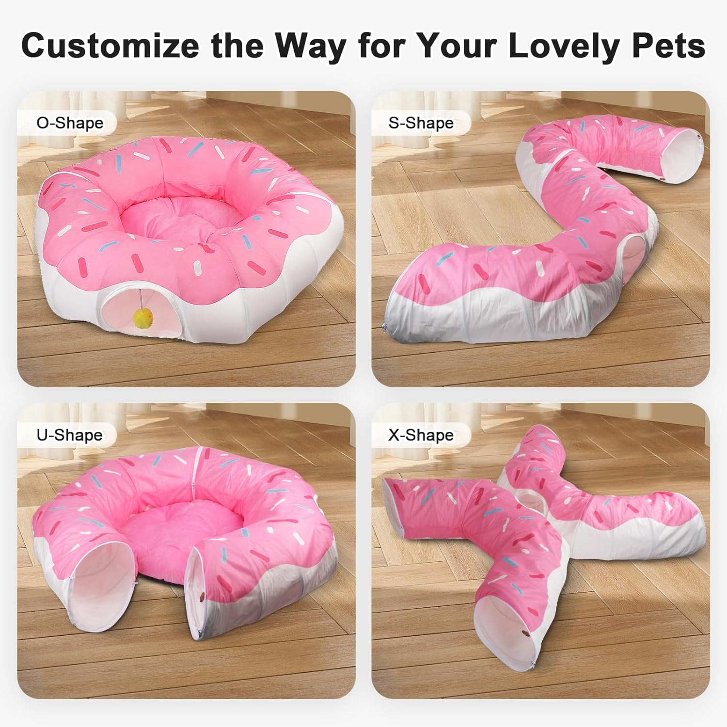 Extra Large Cat Tunnels for Indoor Cats, Multifunctional Cat Tunnel Bed