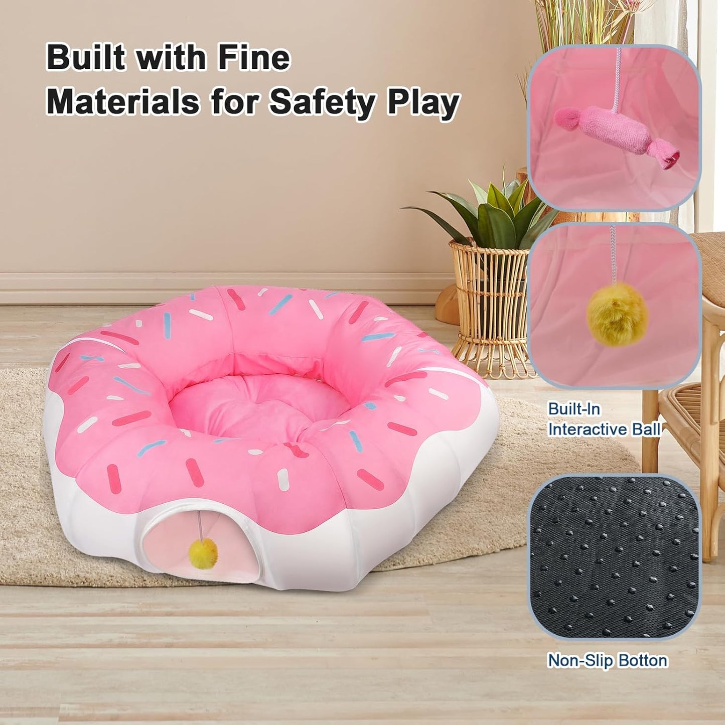 Extra Large Cat Tunnels for Indoor Cats, Multifunctional Cat Tunnel Bed