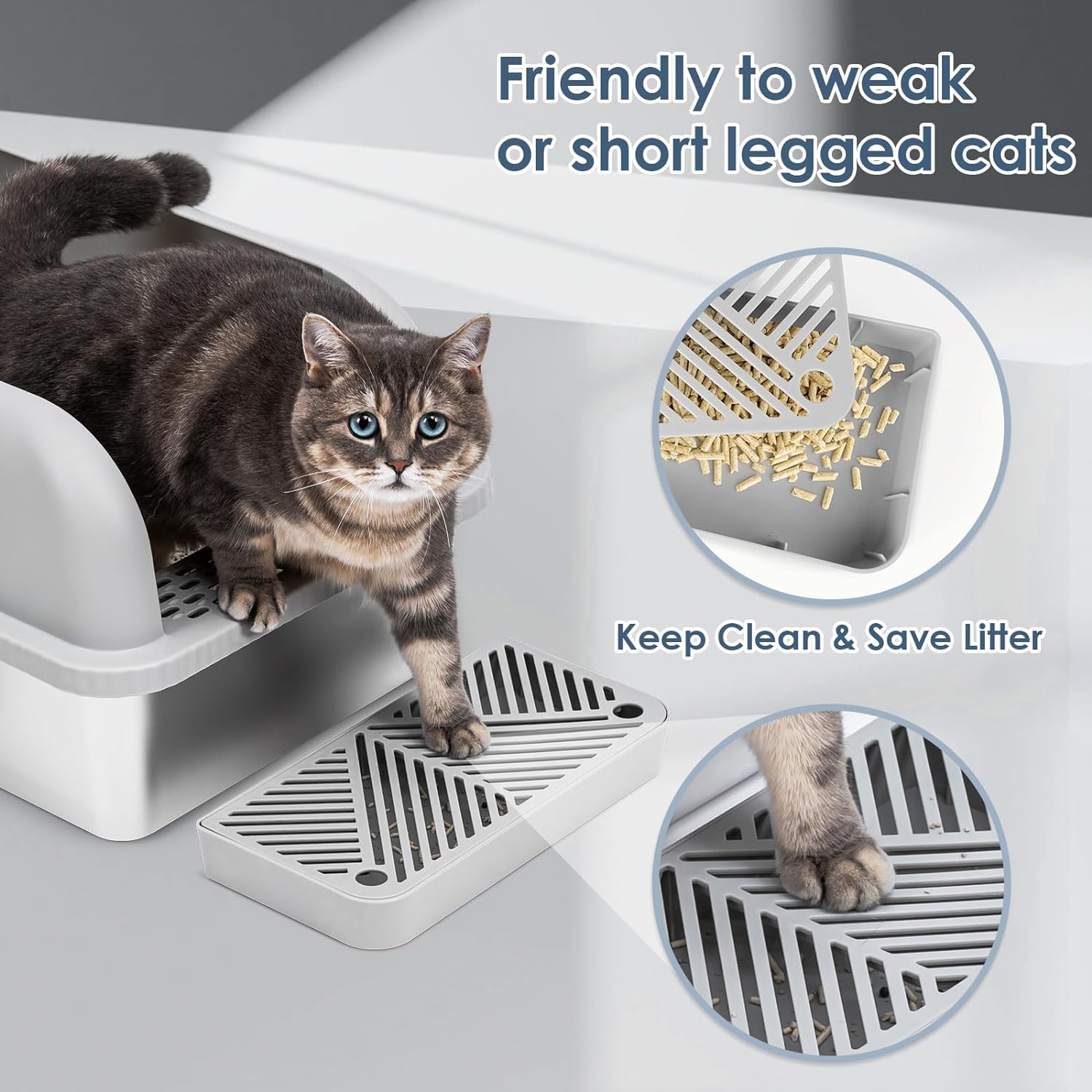 Enclosed Stainless Steel Cat Litter Box with Lid Extra Large Litter Box for Big Cats