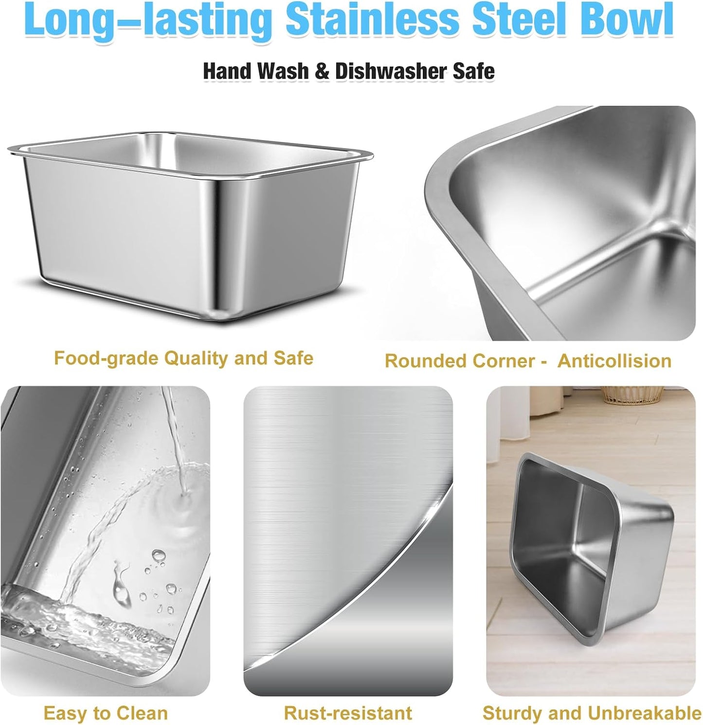 Elevated Large Dog Water Bowl Raised Stainless Steel Bowl with Stand