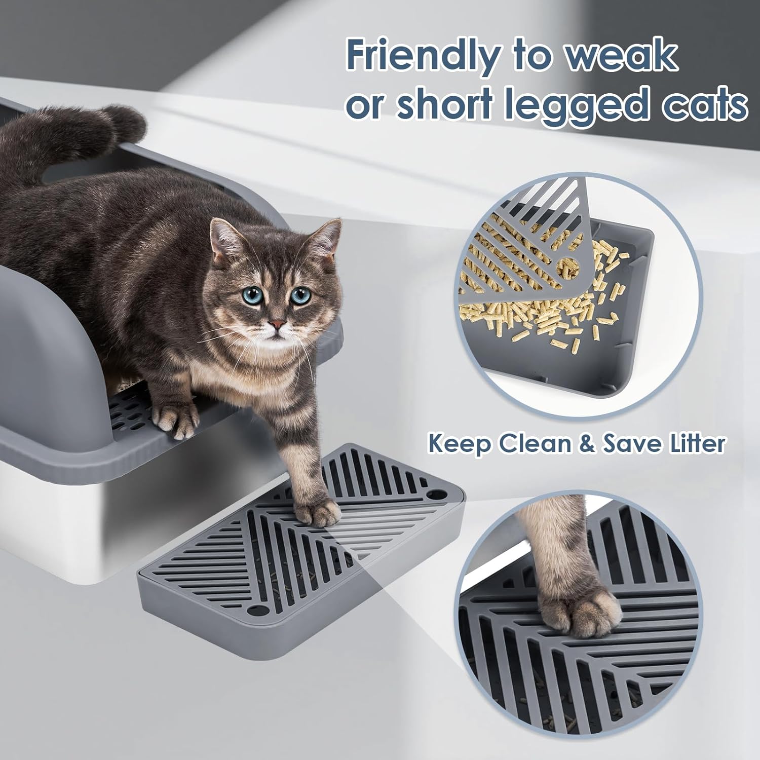 Enclosed Stainless Steel Cat Litter Box with Lid Extra Large Litter Box for Big Cats