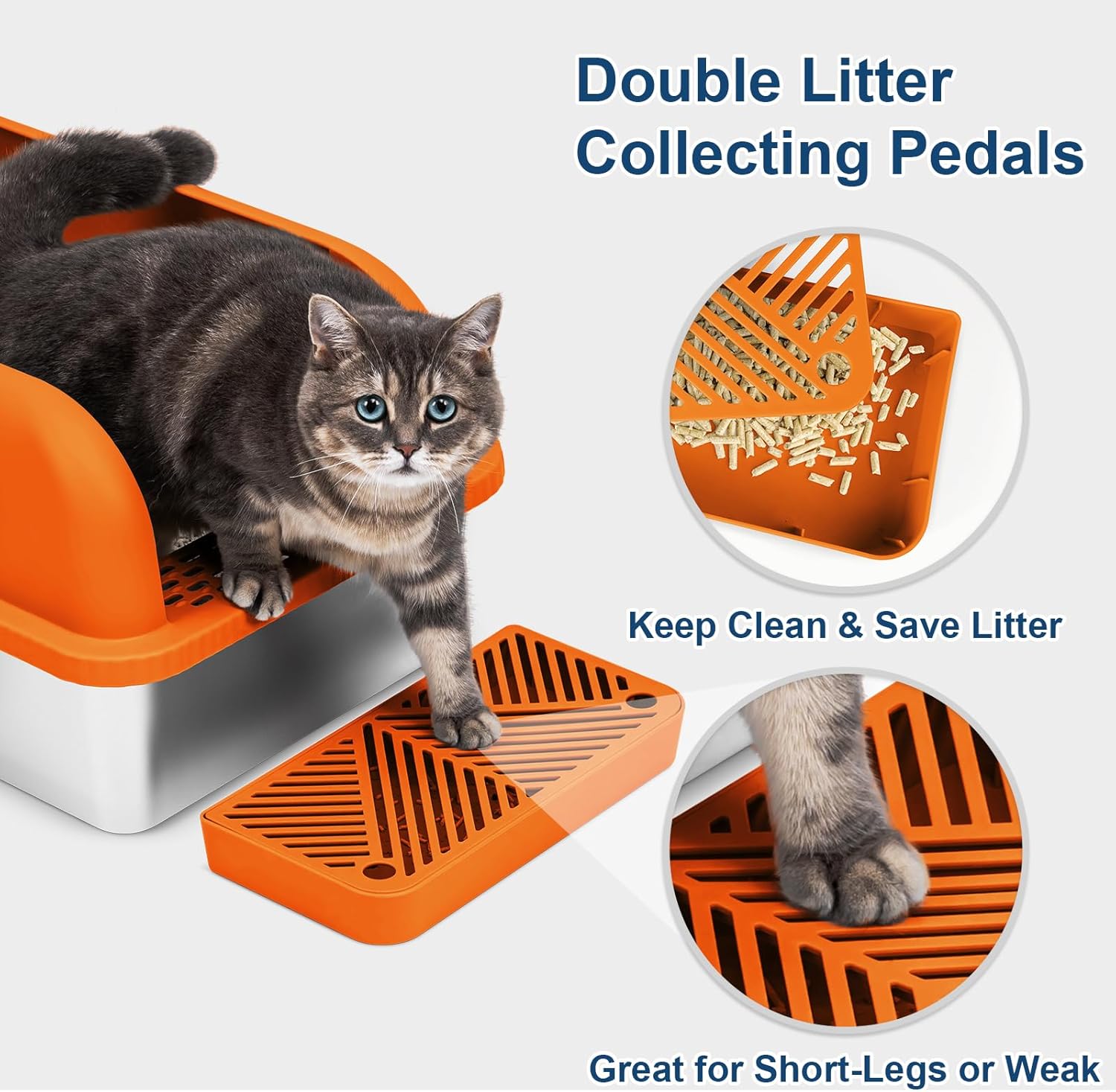 Enclosed Stainless Steel Cat Litter Box with Lid Extra Large Litter Box for Big Cats