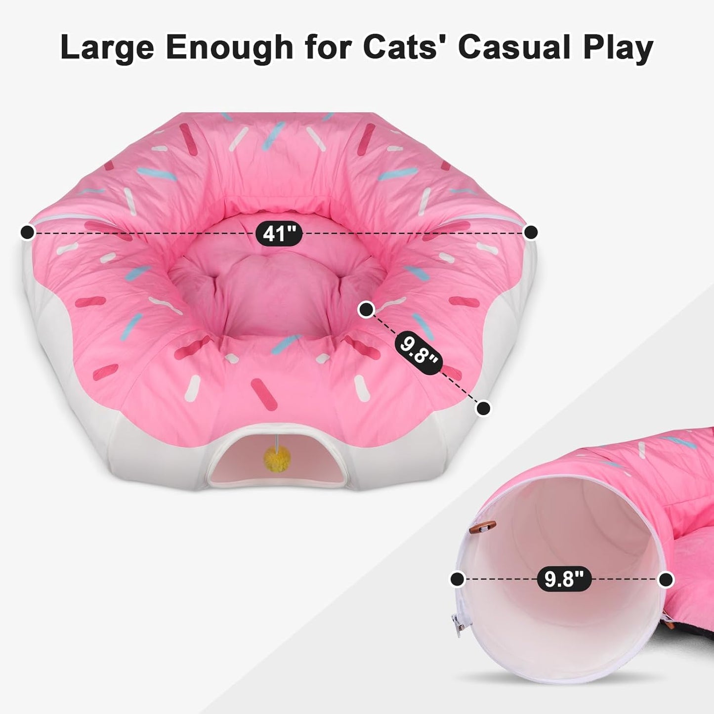 Extra Large Cat Tunnels for Indoor Cats, Multifunctional Cat Tunnel Bed