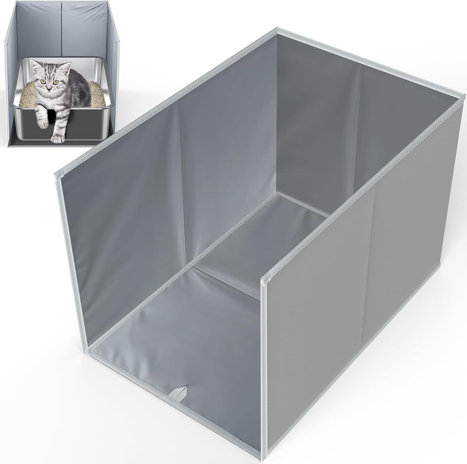 Foldable Cat Litter Box Enclosure, All-in-One Litter Box Splash Guard for Large Litter Pan