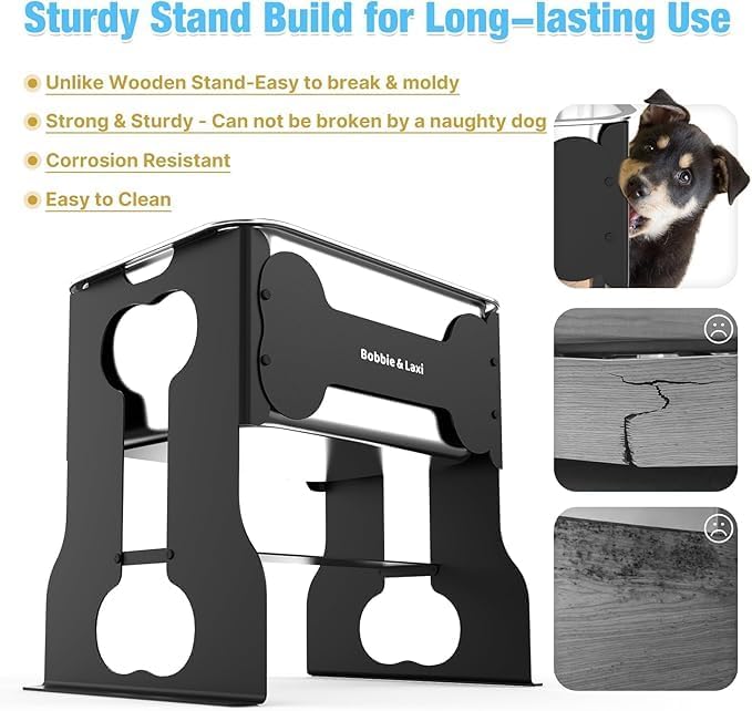 Elevated Large Dog Water Bowl Raised Stainless Steel Bowl with Stand