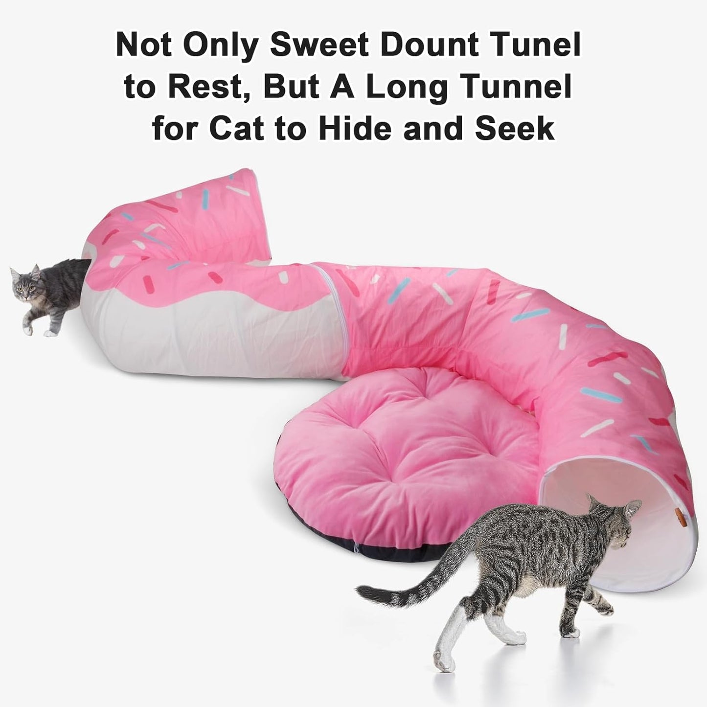 Extra Large Cat Tunnels for Indoor Cats, Multifunctional Cat Tunnel Bed