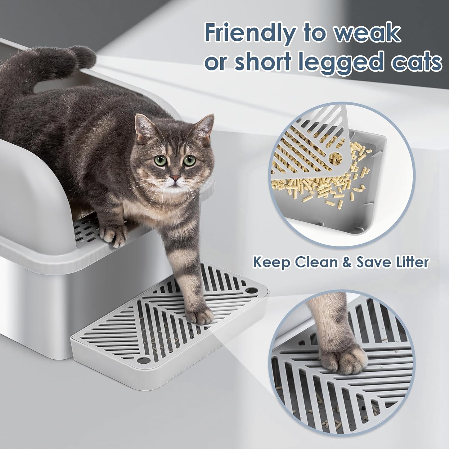 8" Deep Stainless Steel Cat Litter Box with Lid Extra Large Litter Box for Big Cats