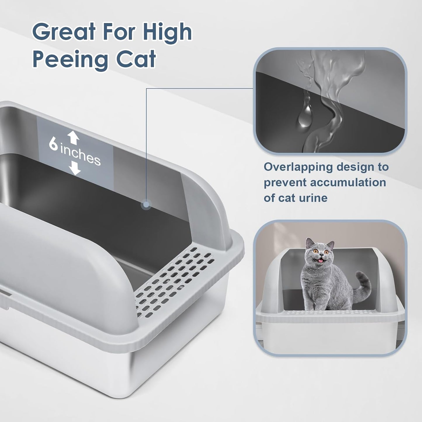 2 Pack 6" Deep XL Stainless Steel Litter Box Enclosure with Lid