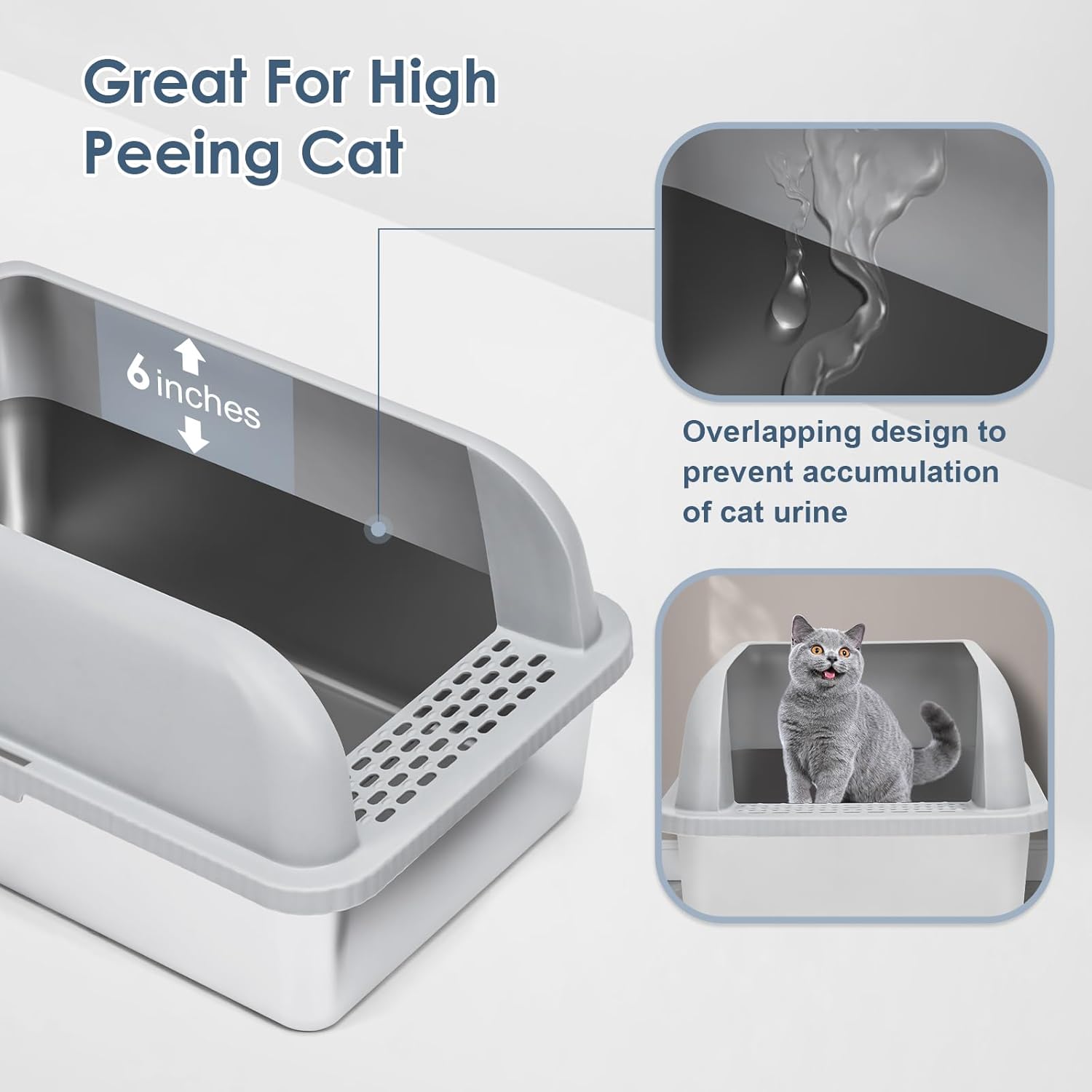 2 Pack 6" Deep XL Stainless Steel Litter Box Enclosure with Lid