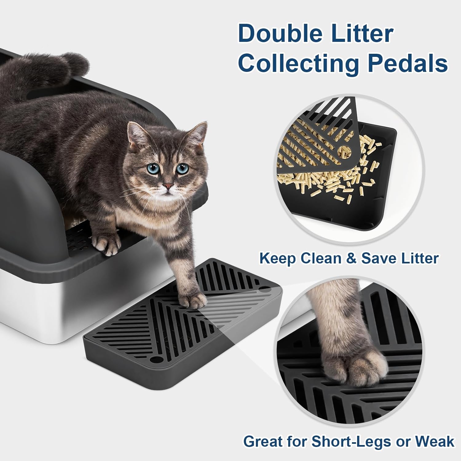 Enclosed Stainless Steel Cat Litter Box with Lid Extra Large Litter Box for Big Cats